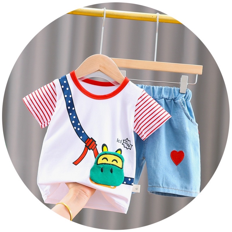 Baju kaos set setelan anak laki laki bayi balita import bahan bagus