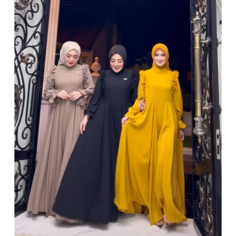 DRESS REMPEL BAHU POLOS SHELLASAUKIA