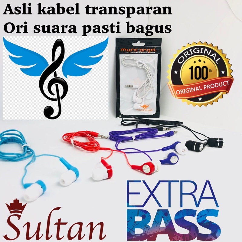 HANDSFREE MUSIK ANGEL KABEL TRANSPARAN SUARA LEBIH NGEBASS PROMO SEN