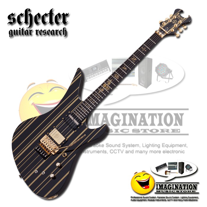 Schecter Synyster Gates Custom-S - Black with Gold Stripes