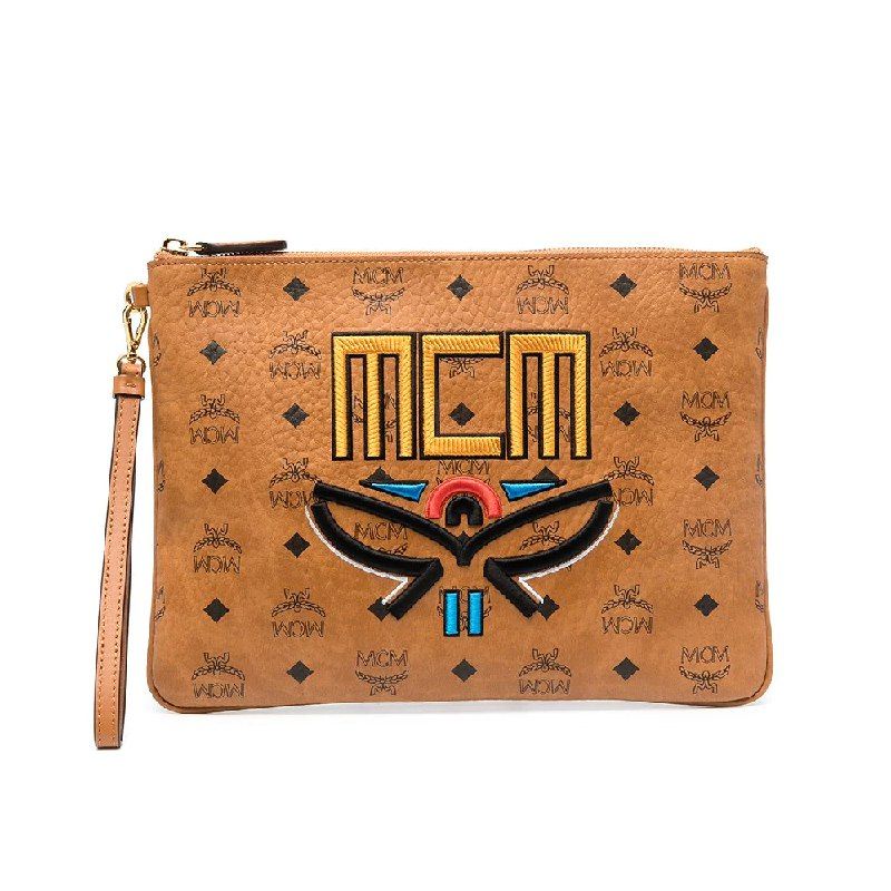 MCM Clutch With Patch Geo Laurel