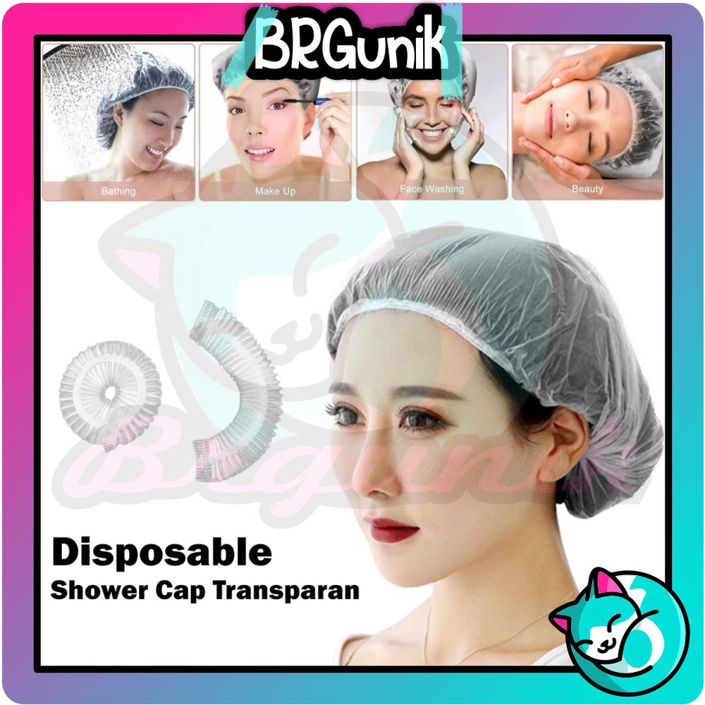 BRGUNIK Shower Cap / Penutup Rambut Plastik / Shower Cap Plastik Bening R571