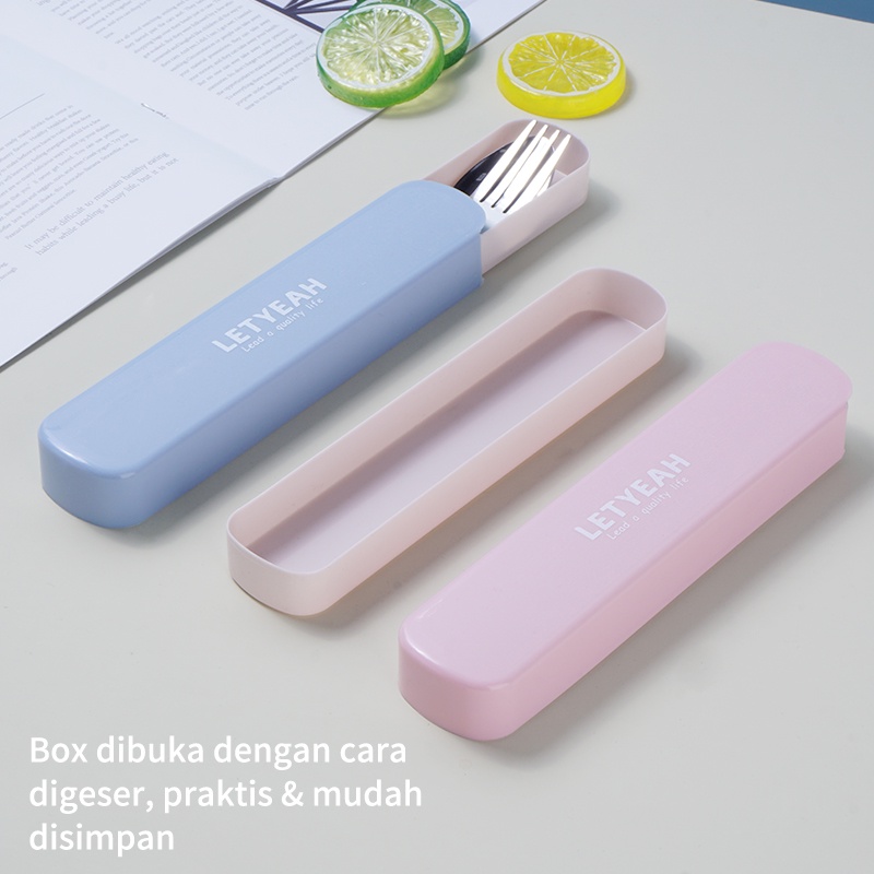 anantagt 3 in 1 Set Alat Makan stainless steel garpu sumpit sendok set 410/Set Peralatan Makan Perjalanan Portabel/yang dapat dilepas