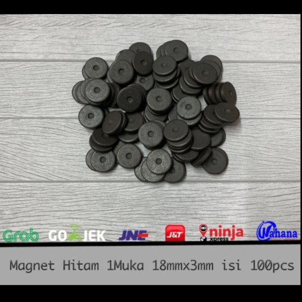 

(TERLARIS) Magnet Hitam bulat atau Koin - Ferrite 1muka 18mmx3mm Isi 100buah
