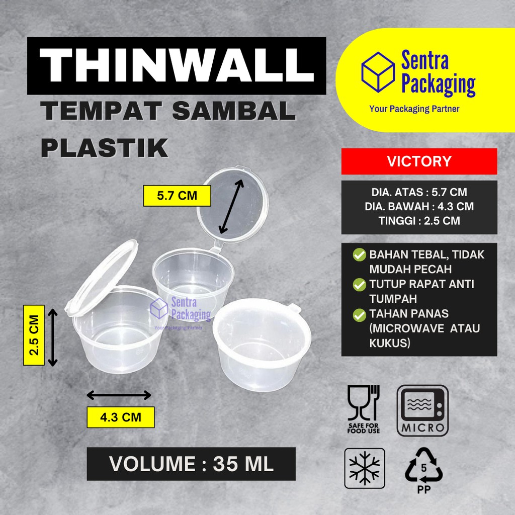 Tempat Saos Plastik 35ml / Sambal Plastik / Thinwall / Cup Saos / Cup Sambal / Sauce Container -PACK