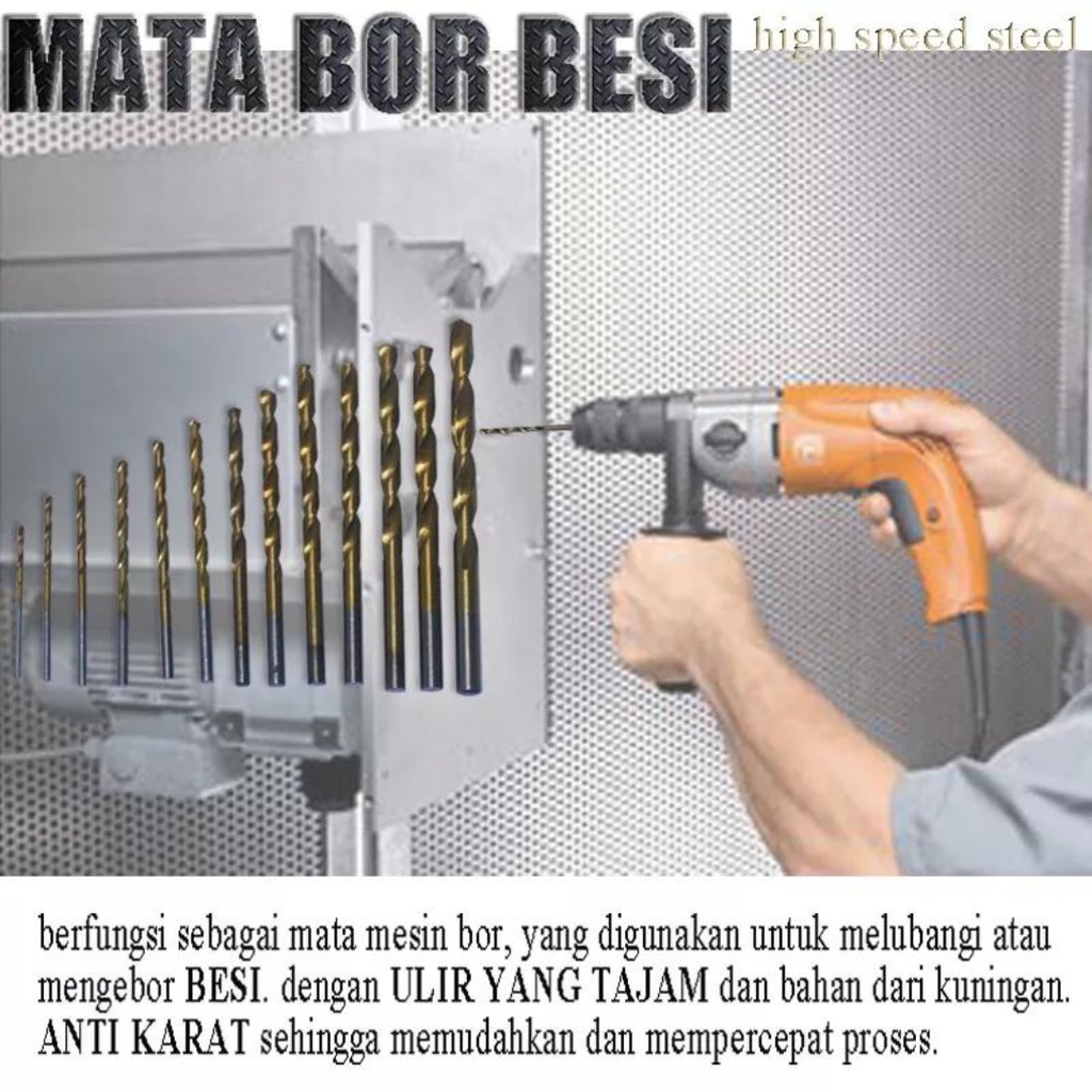 Mata Bor 1 Set 13 Pcs HSS Drill Bit High Speed Steel Baja Titanium Cobalt Kobalt MataBor Ukuran 1.5 - 2.5 - 3 - 3.5 - 4 - 4.5 - 4.8 - 5 - 5.5 - 6 - 6.5 HoleSaw Hole Saw DrillBitKecepatan Tinggi Alat Listrik Kualitas Tinggi Tajam Dan Anti Karat