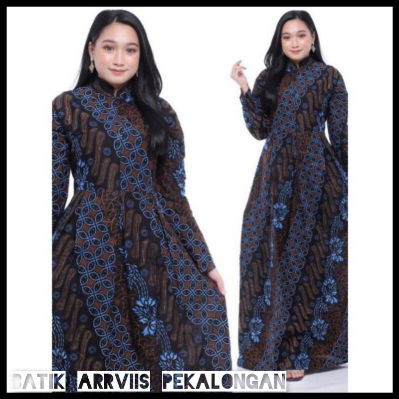 BAJU GAMIS BATIK WANITA-GAMIS SYARI-GAMIS BATIK JUMBO-GAMIS BATIK KOMBINASI-GAMIS KATUN-BATIK MODERN