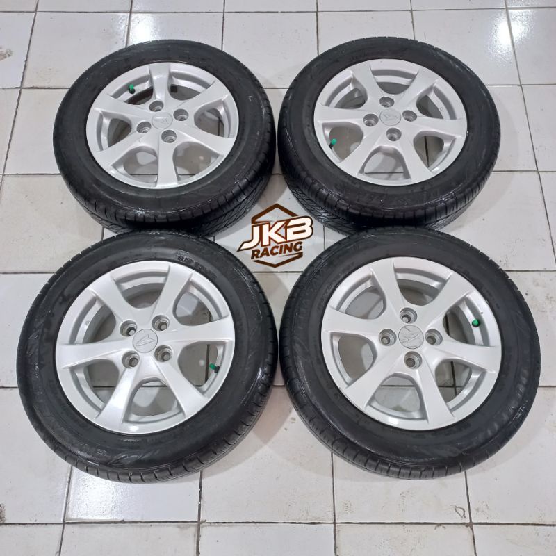 VELG SECOND OEM COPOTAN MOBIL AYLA RING 14X5 PCD 4X100 + BAN 175-65 R14 DUNLOP