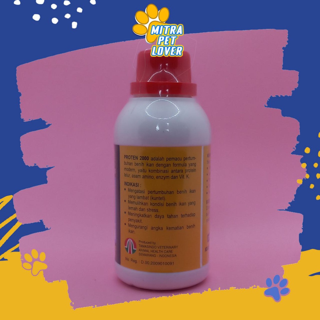 VITAMIN PERTUMBUHAN IKAN - PROTEN 2000 250 ML ORIGINAL - CAIRAN MEMBANTU MEMBESARKAN BENIH FISH AMPUH CEPAT PANEN - PROTEIN ASAM AMINO &amp; ENZYM - MURAH - ANIMAL HEALTHCARE AND VETERINARY TAMASINDO OBAT DAN SUPLEMEN HEWAN BINATANG PELIHARAAN MITRAPETLOVER