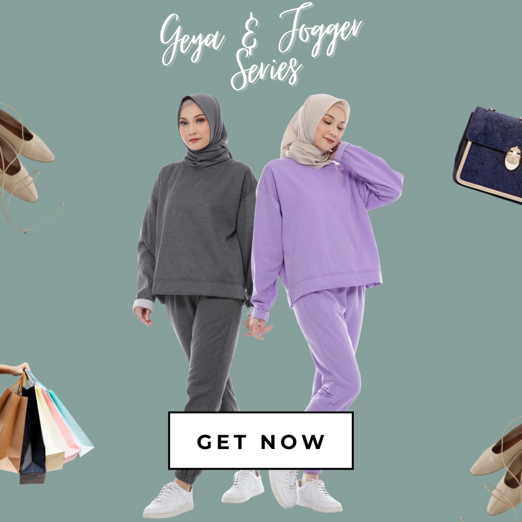 Setelan Pakaian Sweater Jogger Wanita Remaja Muslim Kekinian Lilac
