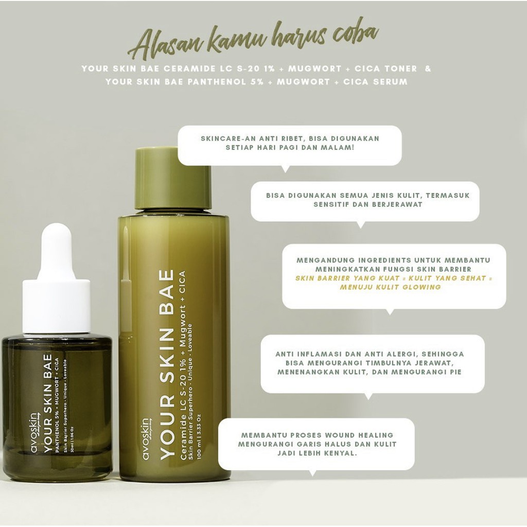 AVOSKIN YSB Your Skin Bae SERUM TONER Niacinamide | Salicylic Acid | Hyacross | Marine Collagen | Alpha Arbutin | Mugwort | Lactic Acid | Tea Tree | Mandelic Acid | Spirulina | Tranexamic Acid | Kojic Acid