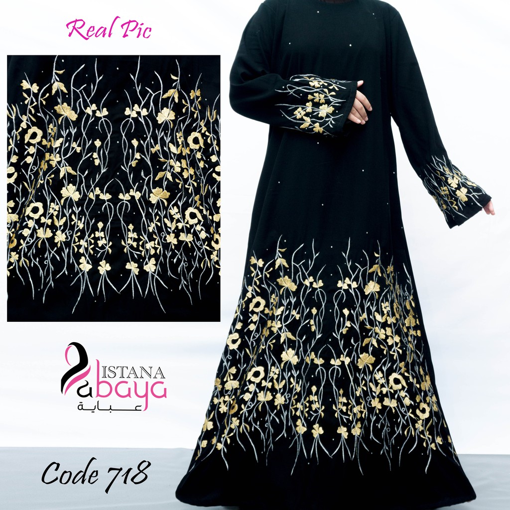 promo gamis jubah bordir cantik padi emas perak. code : 718