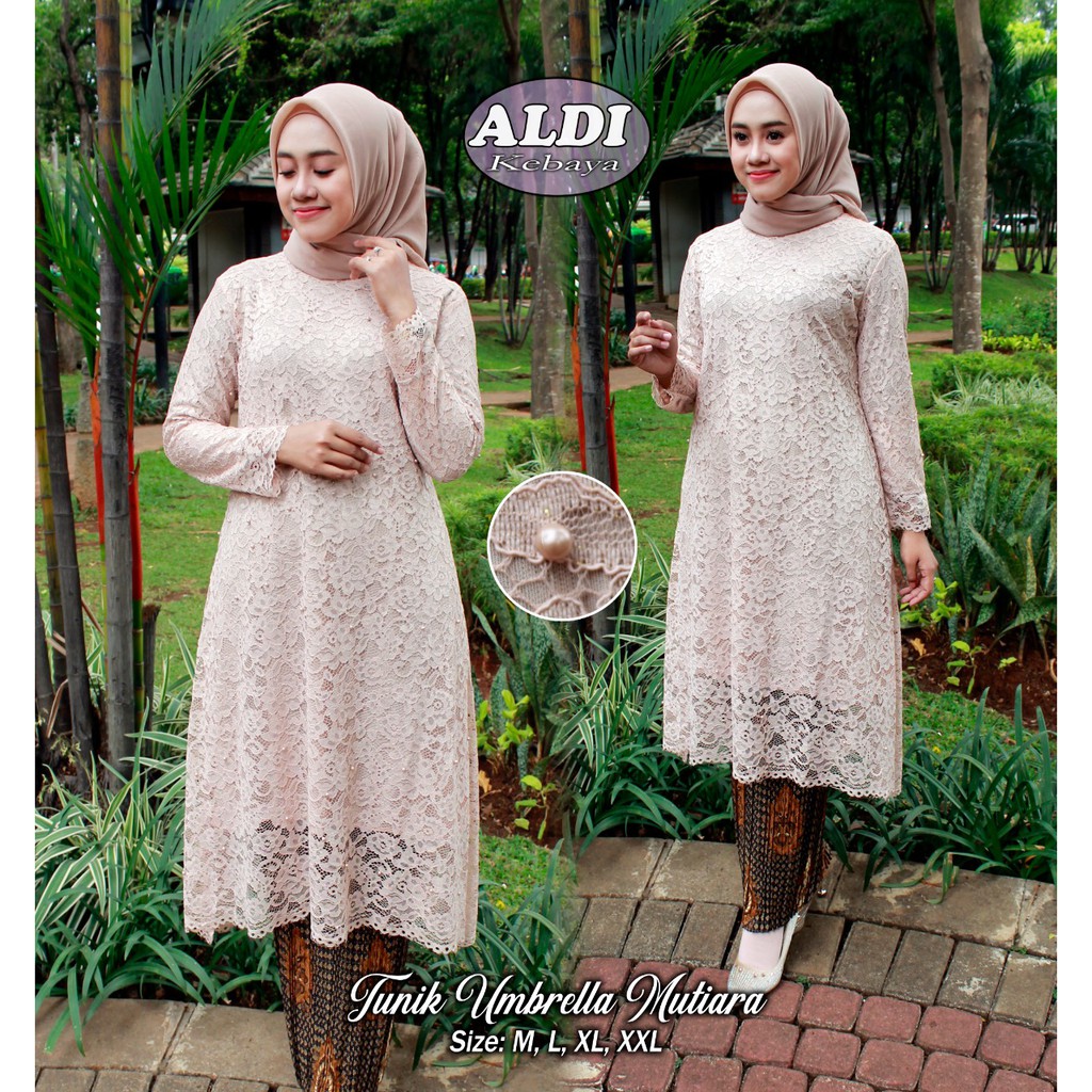 ALD&gt; BRUKAT MUTIARA PAYUNG / SET KEBAYA TUNIK MUTIARA / BAJU KEBAYA MODERN / KEBAYA BRUKAT PAYUNG