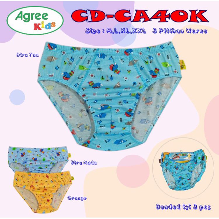 3 PCS Agree Celana Dalam Anak Cowok Banded Agree Motif Art Agree Banded