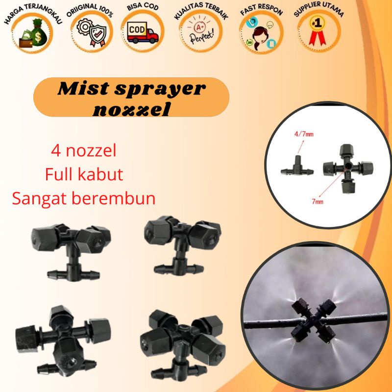 SPRINKLER SPEAYER 4 NOZZEL MISTING FOGGER KANDANG JAMUR TIRAM TAMAN BUNGA SANGAT BERKABUT EMBUN MURAH