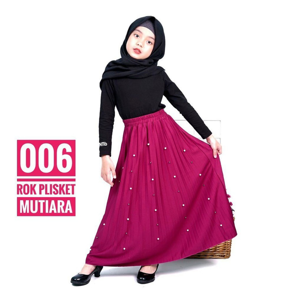 Rok plisket anak usia 3 - 8 tahun mutiara (COD) material hyget