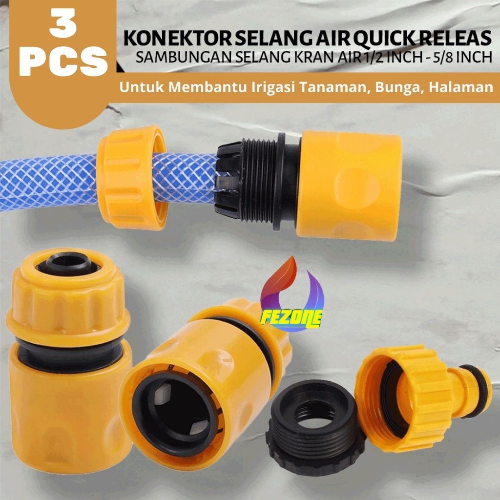 Quick Connector Selang  Adaptor Kran 1/2 3/8 Inch FEZONE