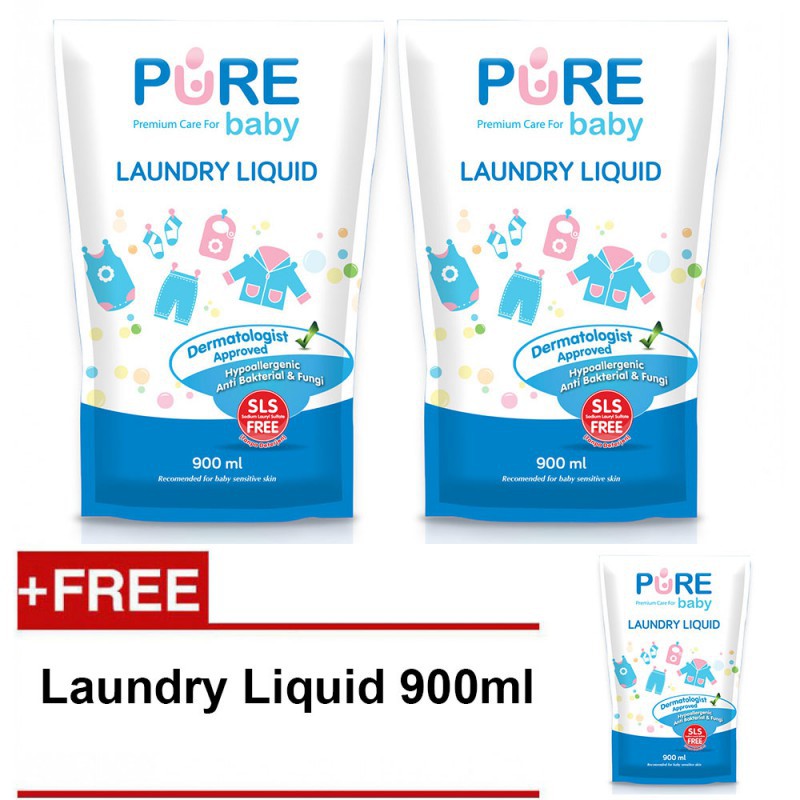 Pure Baby Laundry Liquid Refill 900ml - Buy 2 Get 3