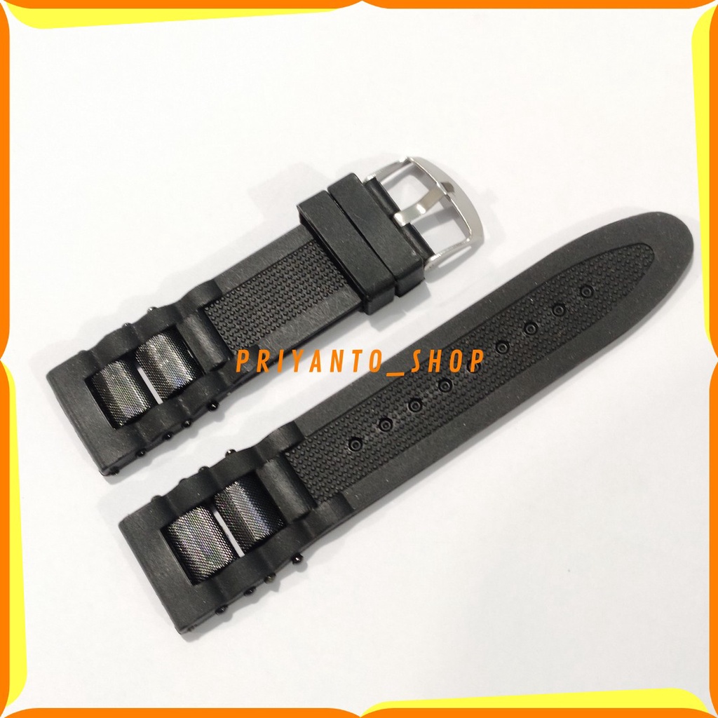 Promo Termurah Tali karet Jam Tangan 24mm Rubber Strap Fashion Hitam Bagus WH58