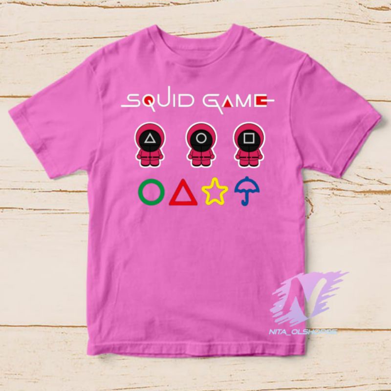 kaos anak squid game terbaru logo squid