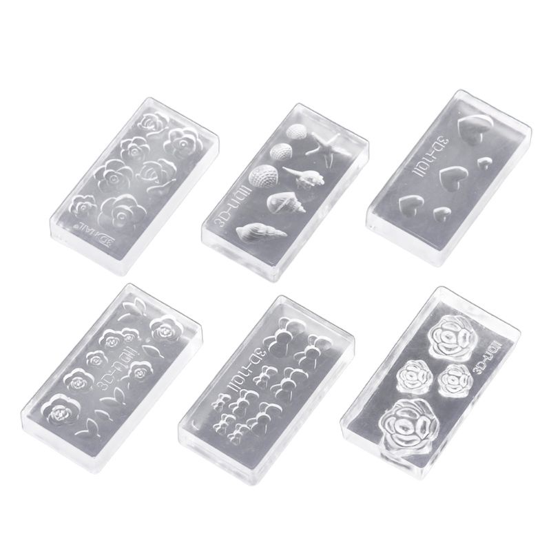 SIY  6Pcs/Set 3D Mini Flower Acrylic Silicone Mold for DIY Earrings Nail Art Mould