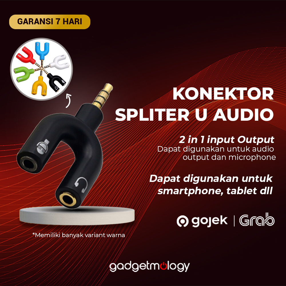 Konektor Jack Y Spliter U Audio Aux 3.5mm to Headset &amp; Mic Splitter Connector - Random