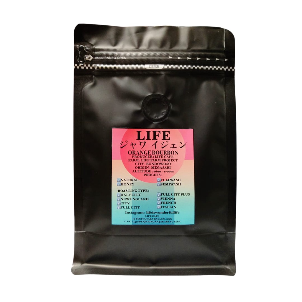 

Kopi LIFE Java Ijen Blue Mountain Orange Bourbon