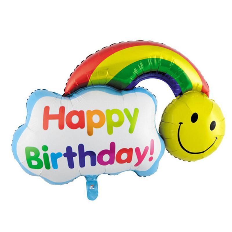 balon rainbow pelangi have a nice day / happy birthday smile balon foil dekorasi pesta