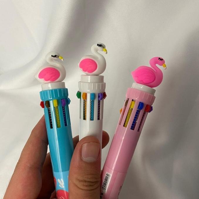 

pen 10 warna flamingo lucu imut karakter pulpen bolpen alat tulis COD