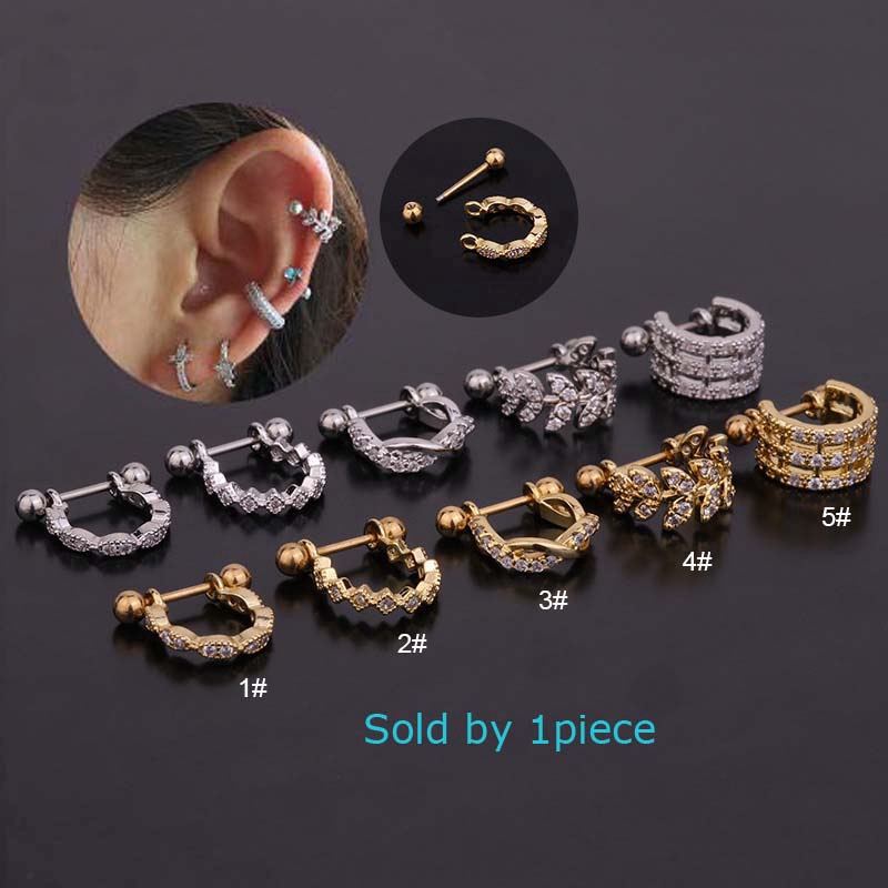 1pc Anting Tindik Tulang Rawan Telinga Bentuk U 20g Bahan Stainless Steel