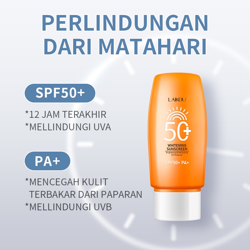 LAIKOU Sunscreen Memutihkan Badan Tubuh SPF50+ PA+++ Sunblock Anti Air Perlindungan UV Tahan Lama 50g