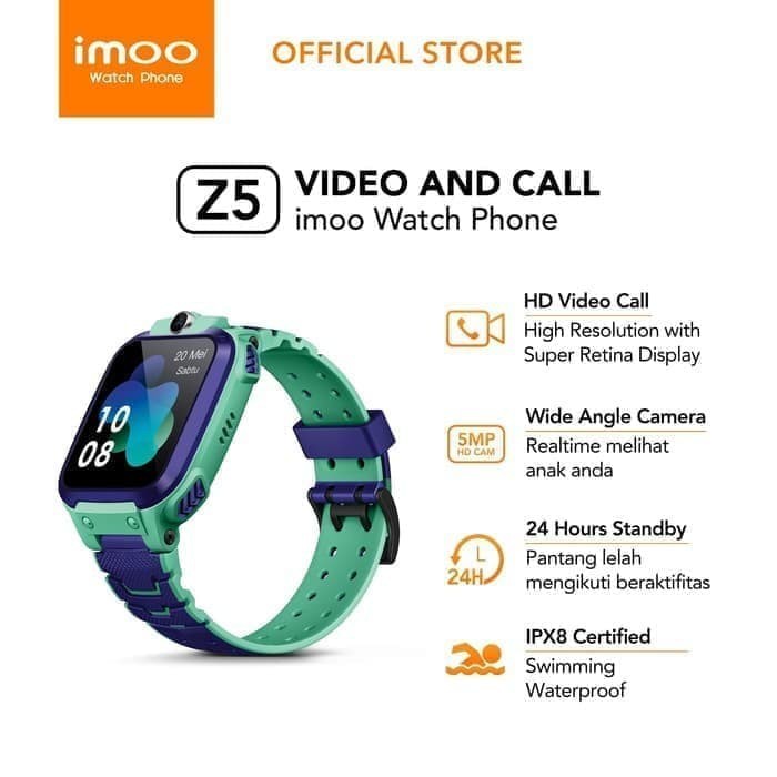 IMOO Z5 WATCH PHONE HD VIDEO CALL GARANSI RESMI IMOO INDONESIA