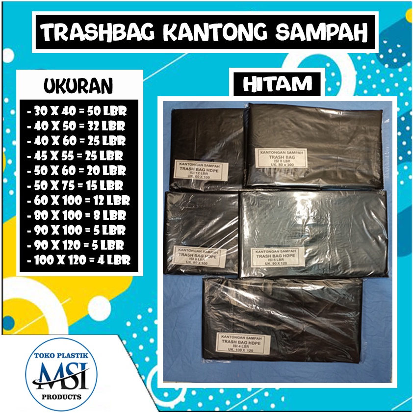 Kantong Sampah Hitam Uk. 40x60/45x55/50x75/60x100/80x100/90x100/90x120/100x120 | Warna Hitam sampah Uk.40x60/45x55/50x75/60x100/80x100/90x100/90x120/100x120 Plastik sampah Hitam - Trash Bag Hitam Murah - Trashbag Hitam Murah (Harga untuk 1 pack)