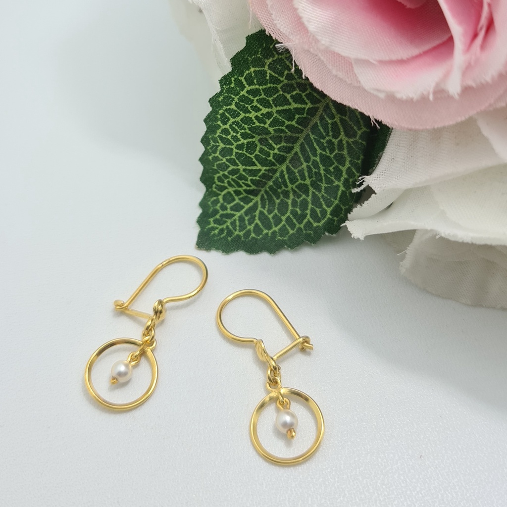 Anting Kait Emas Muda Bandul Ring Mutiara