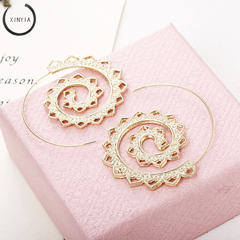 Anting Tusuk Bentuk Spiral Gaya Vintage Unik Untuk Wanita