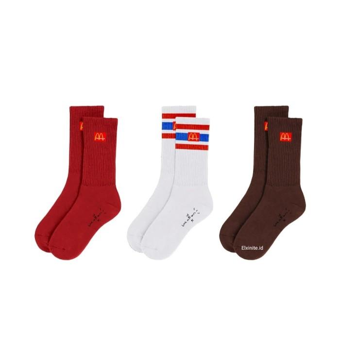 Topi Mcdonald'S X Travis Scott Cj Arches Socks Pack - Red/White/Brown