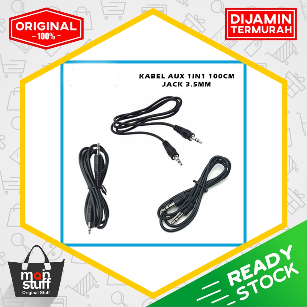 Kabel Audio AUX Jack 3.5mm Panjang 100cm 1m HP Android Samsung Speaker Mobil