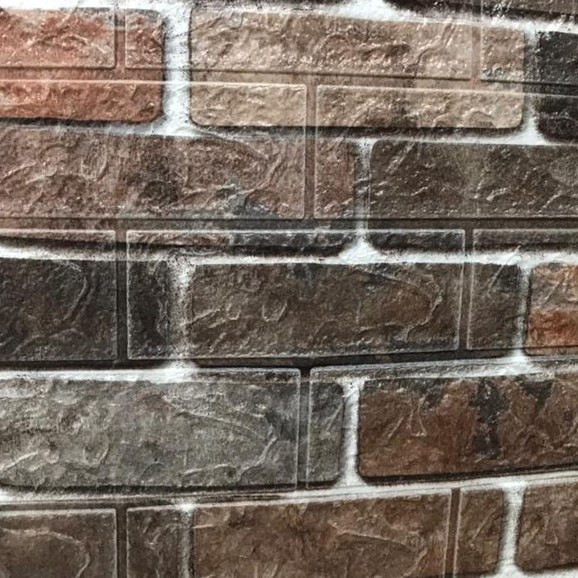 Wallpaper 3D Brickfoam Batu Bata Coklat / Ukuran 70x77cm / Wallpaper 3D