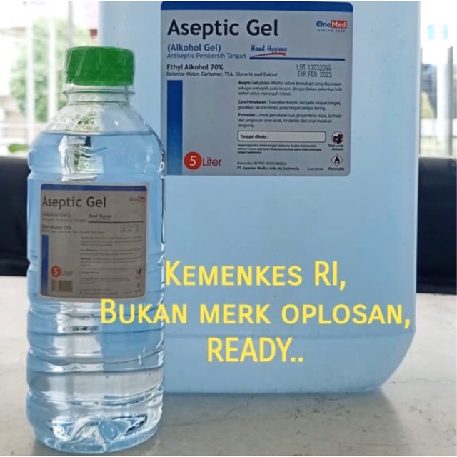Ready ORIGINAL OneMed Hand Sanitizer, GEL, 500 ml repack botol plastik termurah