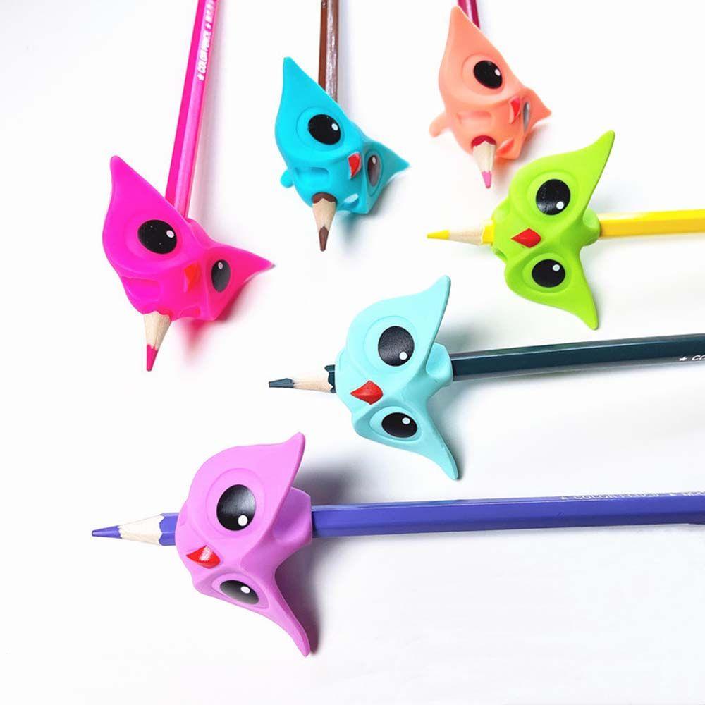 Lanfy Owl Pen Grips Lucu 3Pcs/lot Silikon Belajar Tulisan Tangan Pensil Praktek Alat Tulis Hold Pen Handwriting Aid Guide