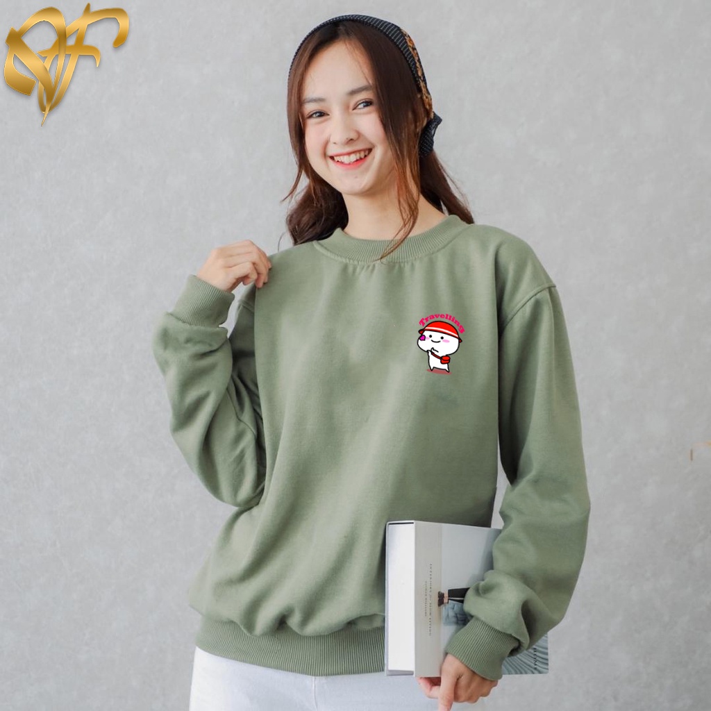 🅳🅵 Sweater Quby Travelling Aesthetic Pria &amp; Wanita | Sweater Korea Style Fleece Cotton | Dhea Fashion