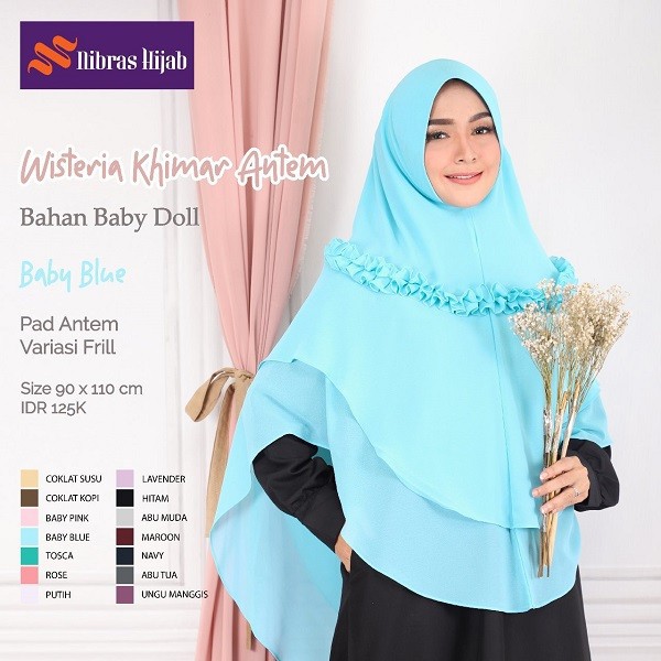 NIBRAS HIJAB WISTERIA KHIMAR ANTEM BAHAN BABY DOLL HIJAB KHIMAR SYARI MUSLIMAH POLOS VARIASI FRILL