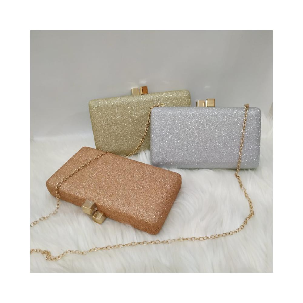 Tas pesta atau clutch wanita import glitter flip kubus 3468