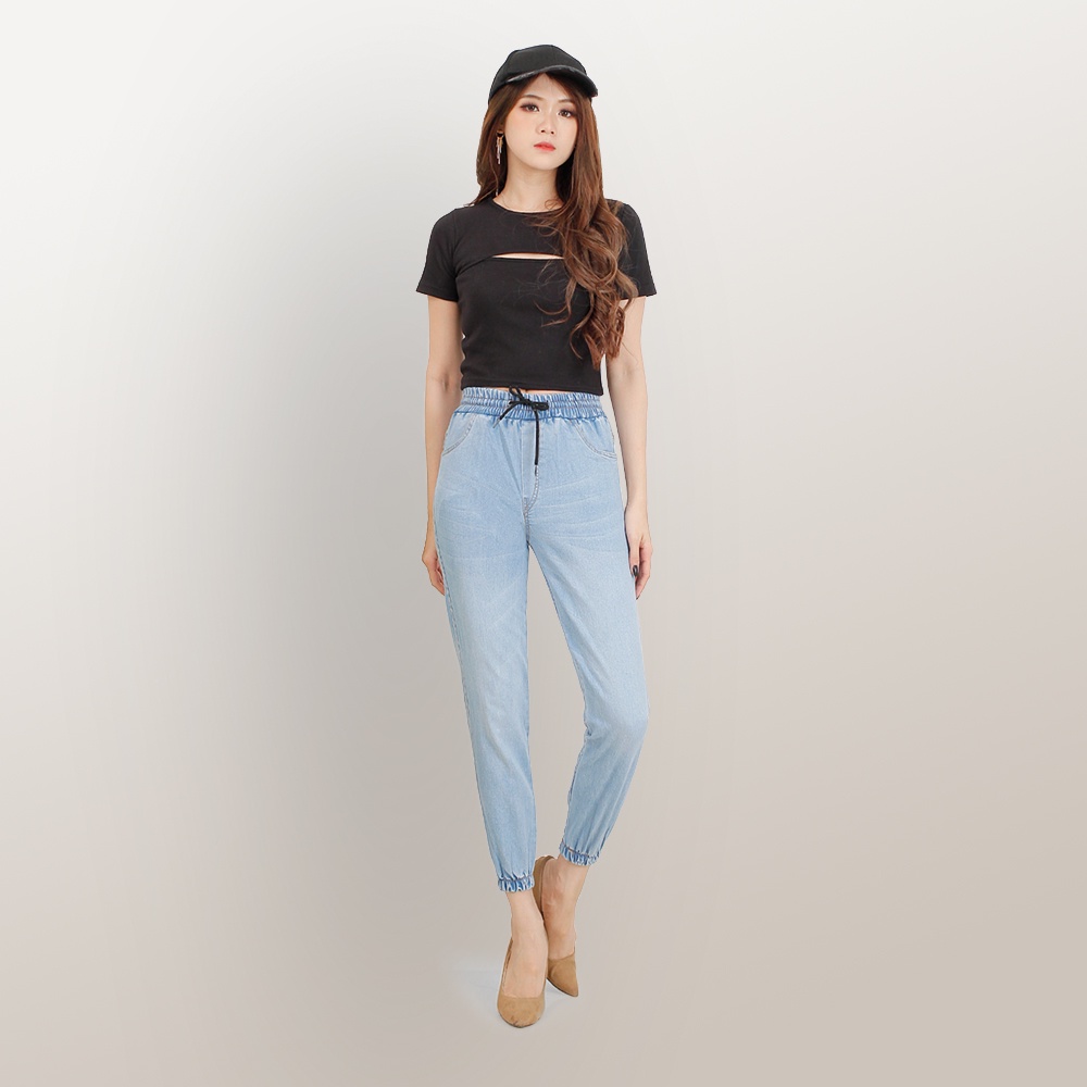 Celana Jogger jeans strech washed wanita model terbaru - XSHOP New Amoris