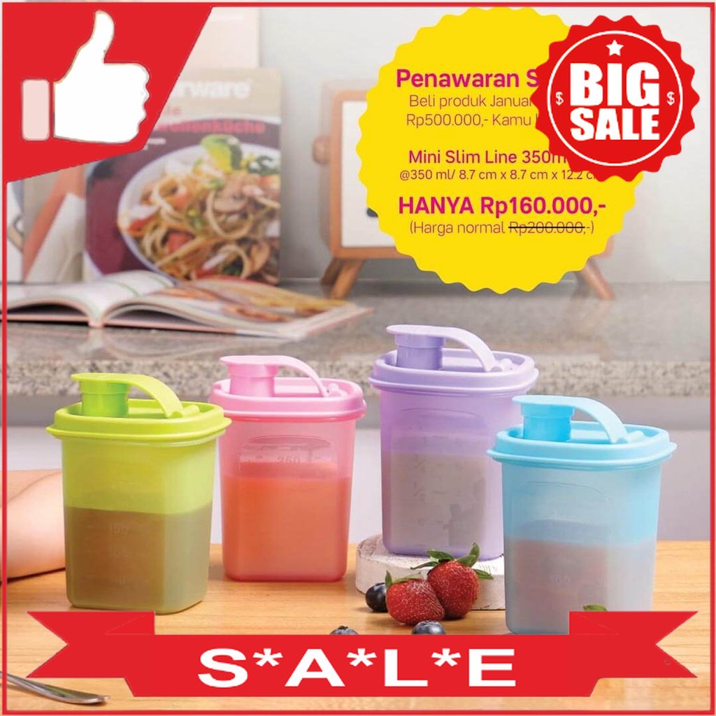 TUPPERWARE MINI SLIM LINE 350ML 1PC BOTOL MINUM KECIL TUPPERWARE ORIGINAL