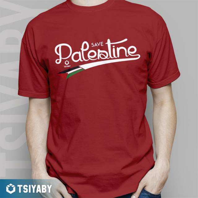 Kaos Palestina Pria Distro Muslim Tsiyaby - Save Palestine Lengan Pendek Original Produk