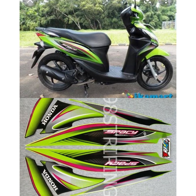 STIKER SPACY HIJAU TAHUN 2011 2012 STRIPING LIS STANDAR ORI HONDA
