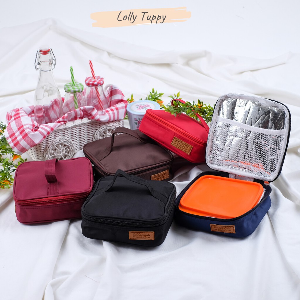 Tas Bekal Polos Lunch Bag Cooler Bag Aluminium Foil Lunch Box Set LOLY tuppyTempat Penyimpan Makanan