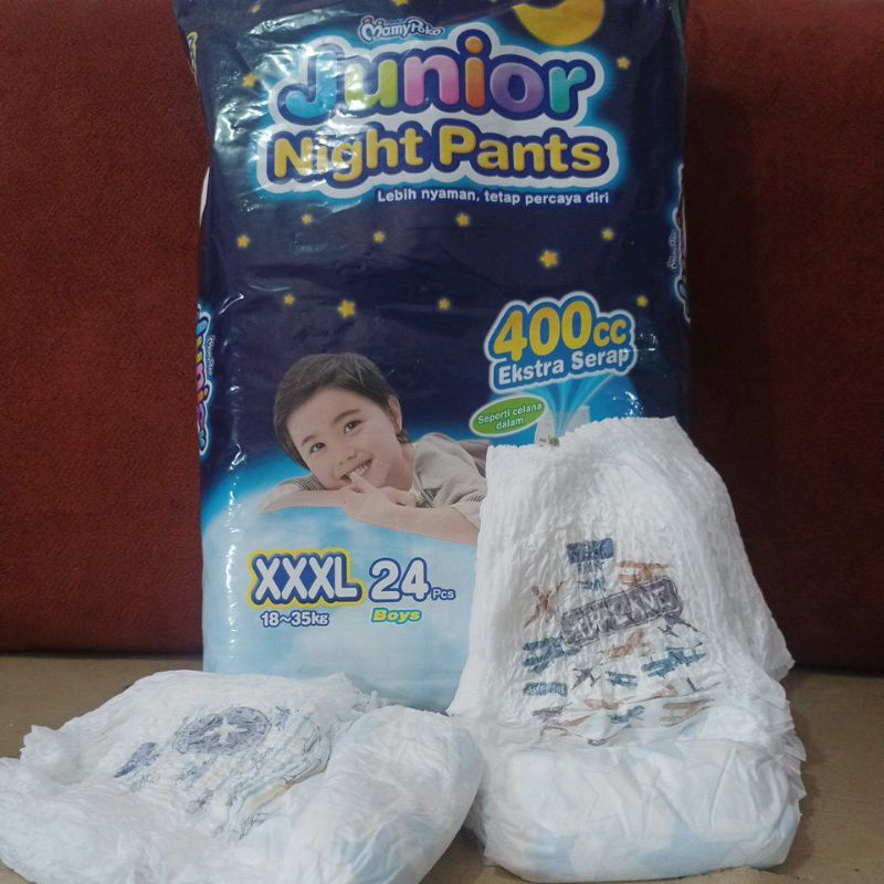 MamyPoko Junior Night Pants, Popok Celana, Ecer / Satuan, Ukuran XXXL