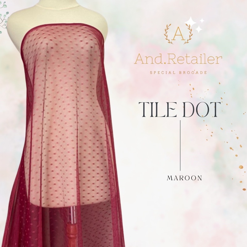 Bahan Kain Tile Dot polkadot Warna Merah Maroon